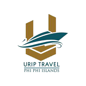 URIP Travel Phi Phi Islands logo featuring stylized boat and shield design in teal and gold