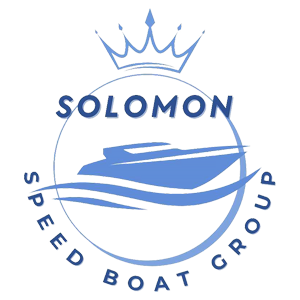 Solomon Speed Boat Group logo with blue crown and stylized speedboat design